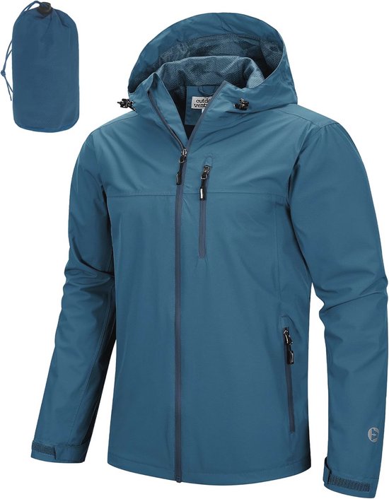 Heren regenjas waterdicht ademend outdoorjack, lichtgewicht vrijetijds regenjas, windjack met capuchon regenjas voor wandelen kamperen Zwart XXL Heren regenjas waterdicht ademend outdoorjack, lichtgewicht vrijetijds regenjas, windjack met capuchon regenjas voor wandelen kamperen Zwart XXL