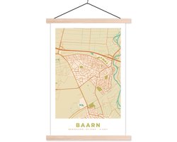 Posterhanger incl. Poster 120x180 cm - Schoolplaat - Kaart - Baarn - Vintage - Textielposter - Blanke latten