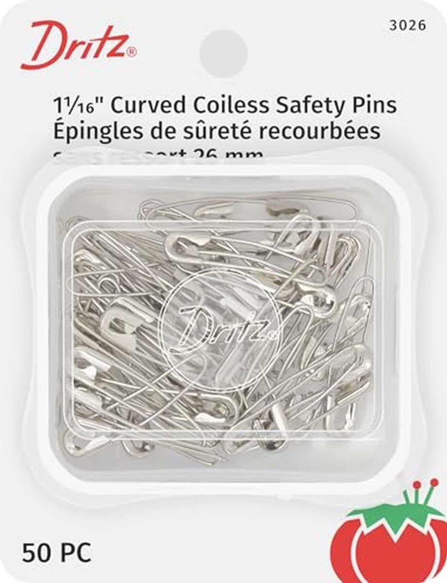 Veiligheidsspelden gebogen pulloos maat 1 - 50 stuks voor quilters