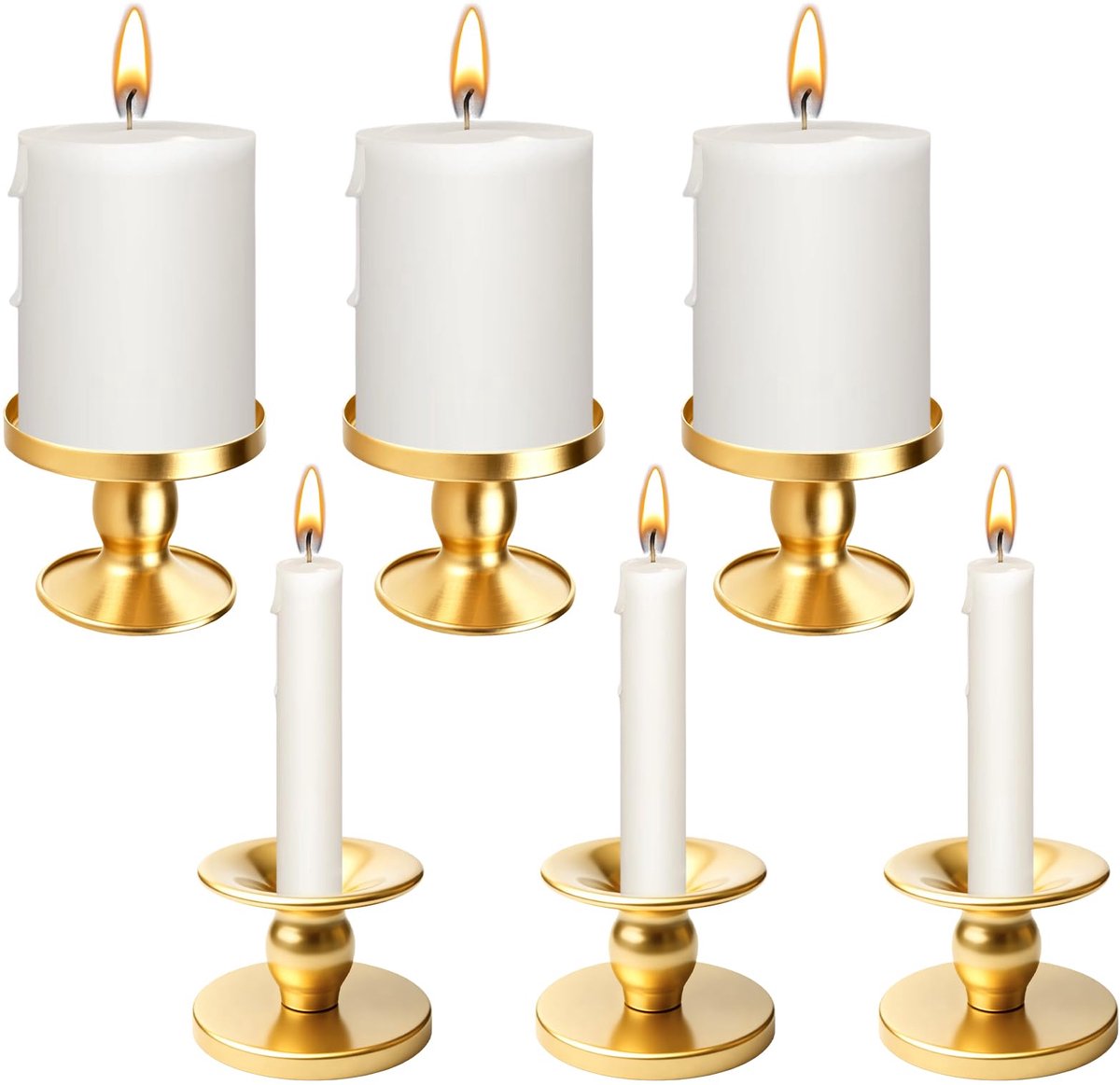 Unyqoos Set van zes gouden kandelaars voor sfeervolle decoratie en verlichting