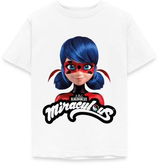 Miraculous T-Shirt Ladybug Fille – « Every Girl Is A Super Hero » Paillettes & Volants, Bleu Super Mignon