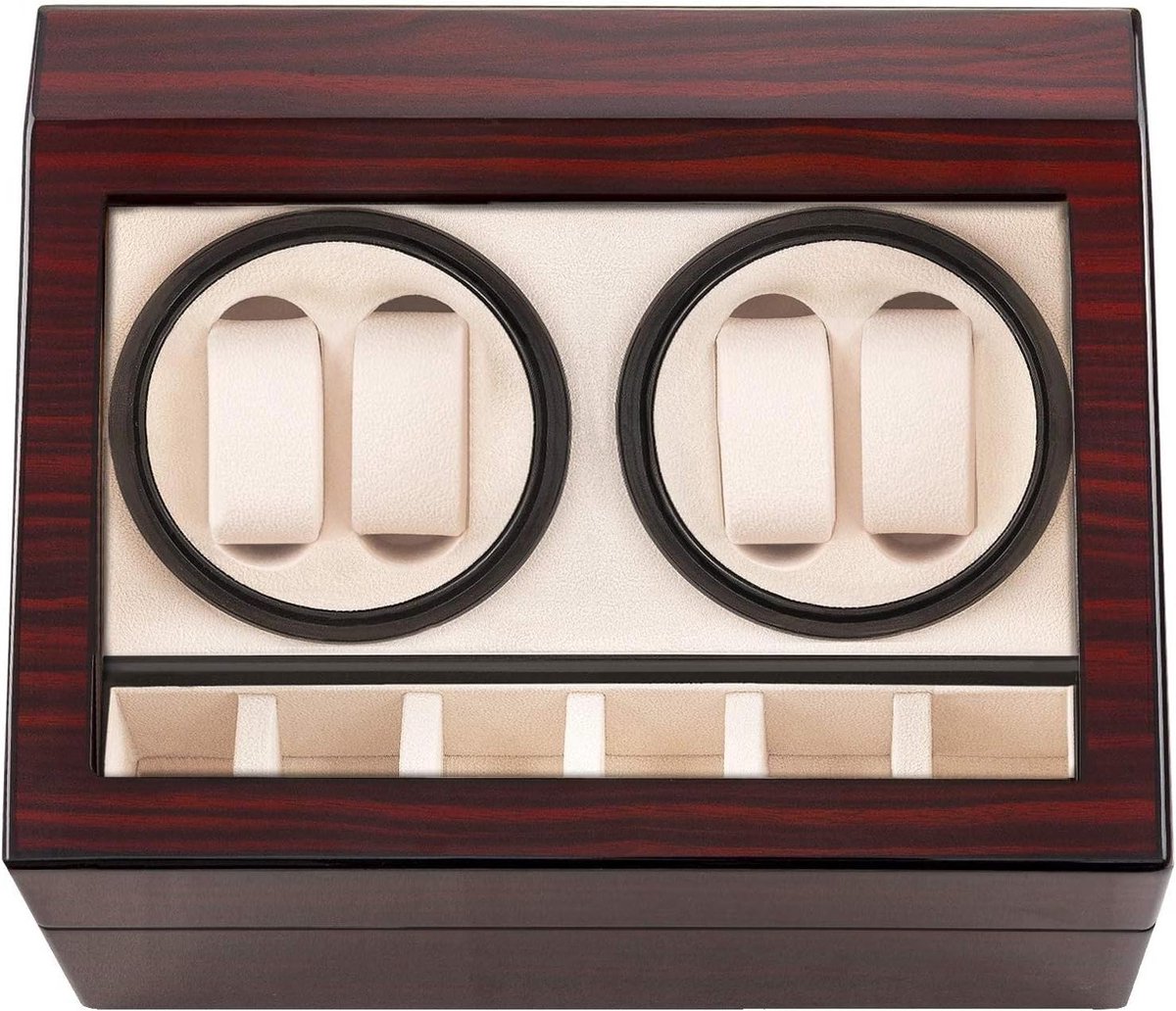 Automatische Watch Winder Box met 4 Winder Posities en 6 Opbergruimten - Luxe horlogeaccessoire - Stijlvol horlogeopbergdoosje