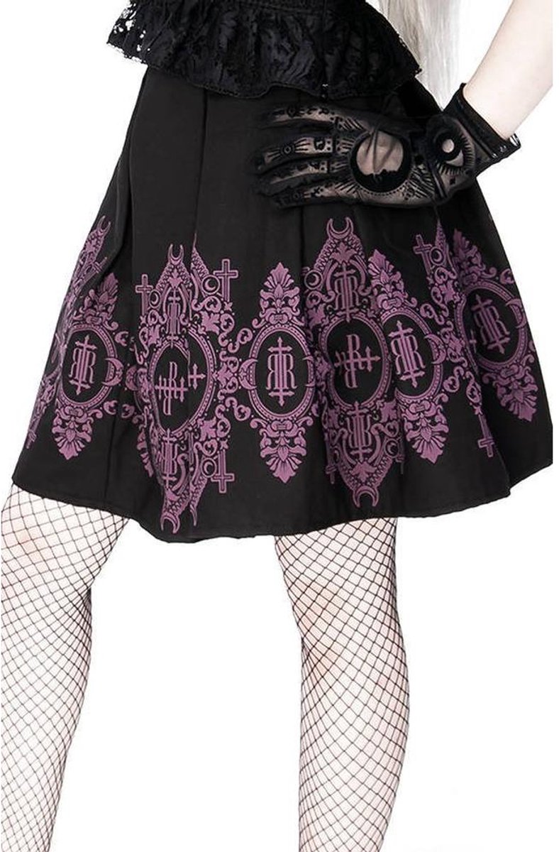 Restyle - Maroque Monogram Korte rok - XXS - Zwart/Paars
