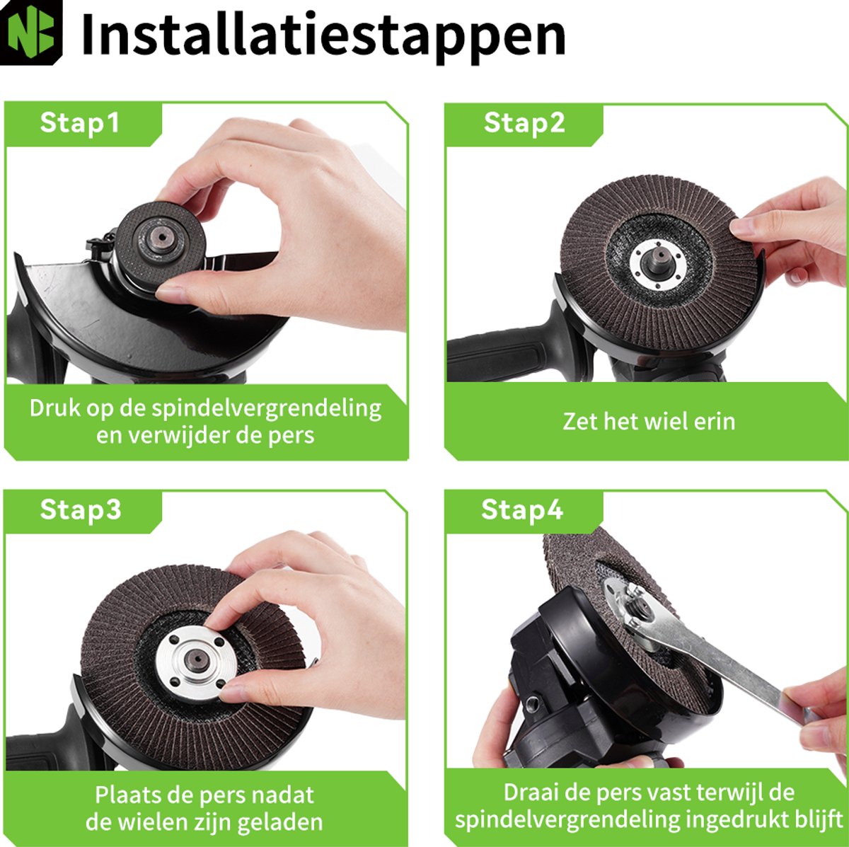 NewBeny Accu Haakse Slijper 125 mm - Borstelloze Slijpmachine - met 2 x 3000 mAh accu - 600W Polijstmachine - 3 versnellingen - voor scheiden, slijpen, polijsten – foto 5