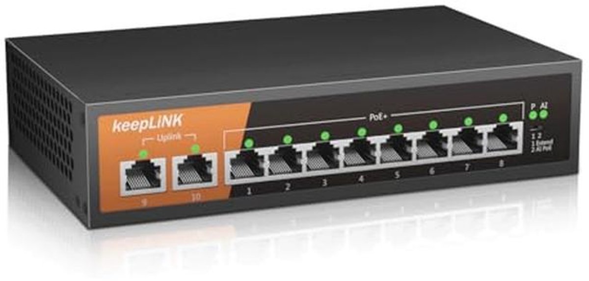 Gigabit Ethernet Switch met 8 Poe Poorten en 120 Watt