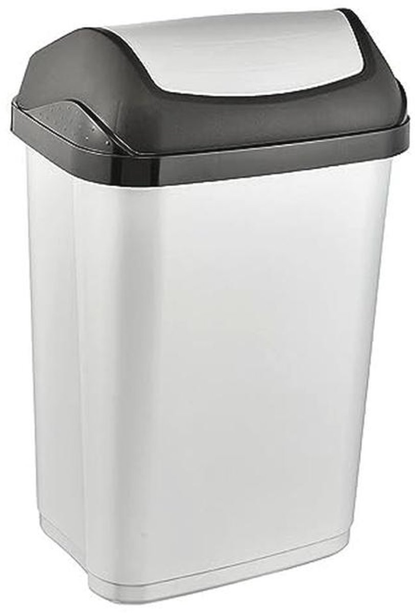 Praktische afvalbak met swingdeksel - 25L, zilver