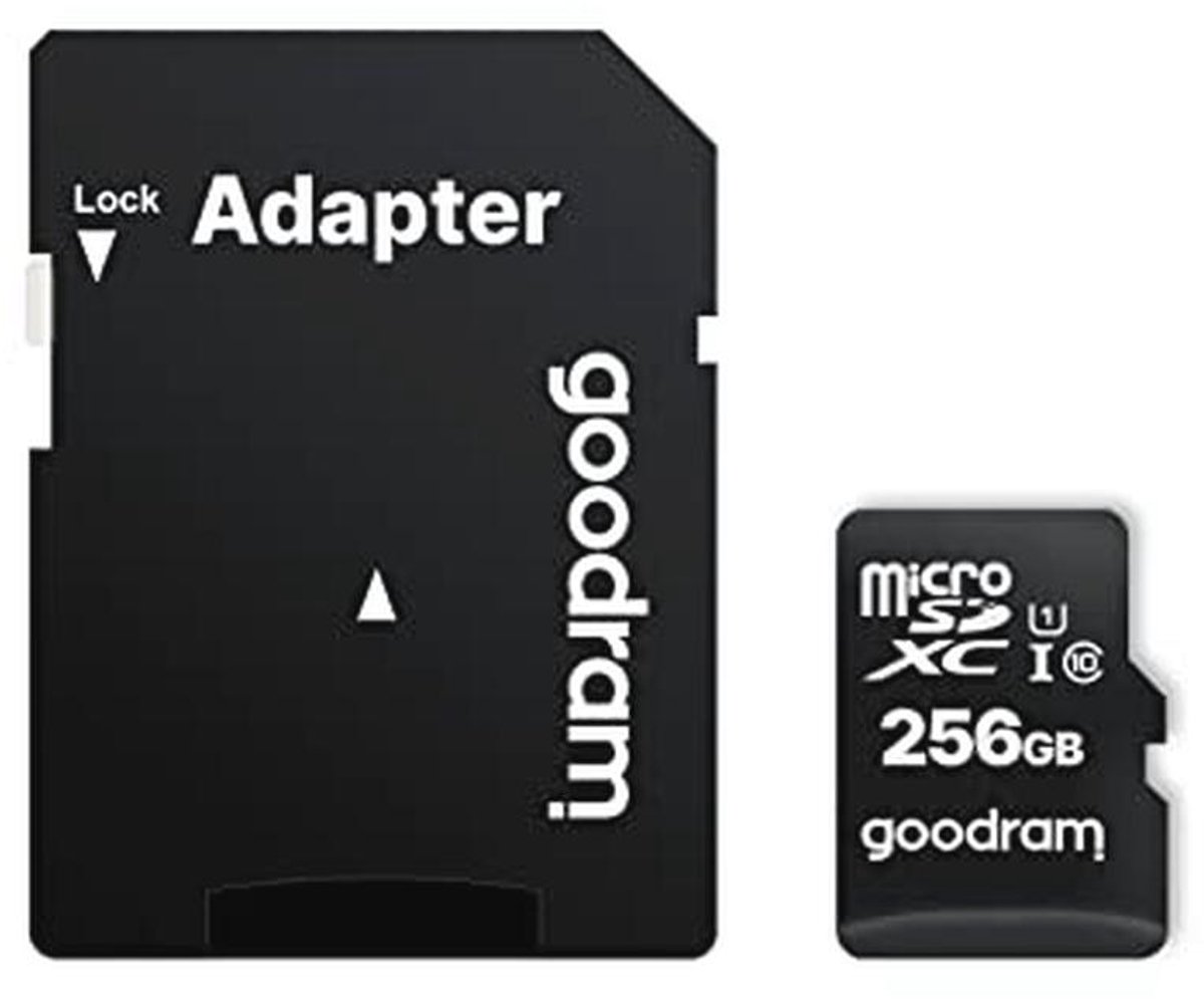 256 GB Micro SD UHS Klasse 10 met SD-adapter