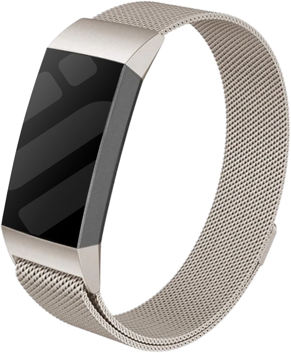 Strap-it Luxe Milanese band - geschikt voor Fitbit Charge 3 / Fitbit Charge 4 - sterrenlicht - Maat: Maat S