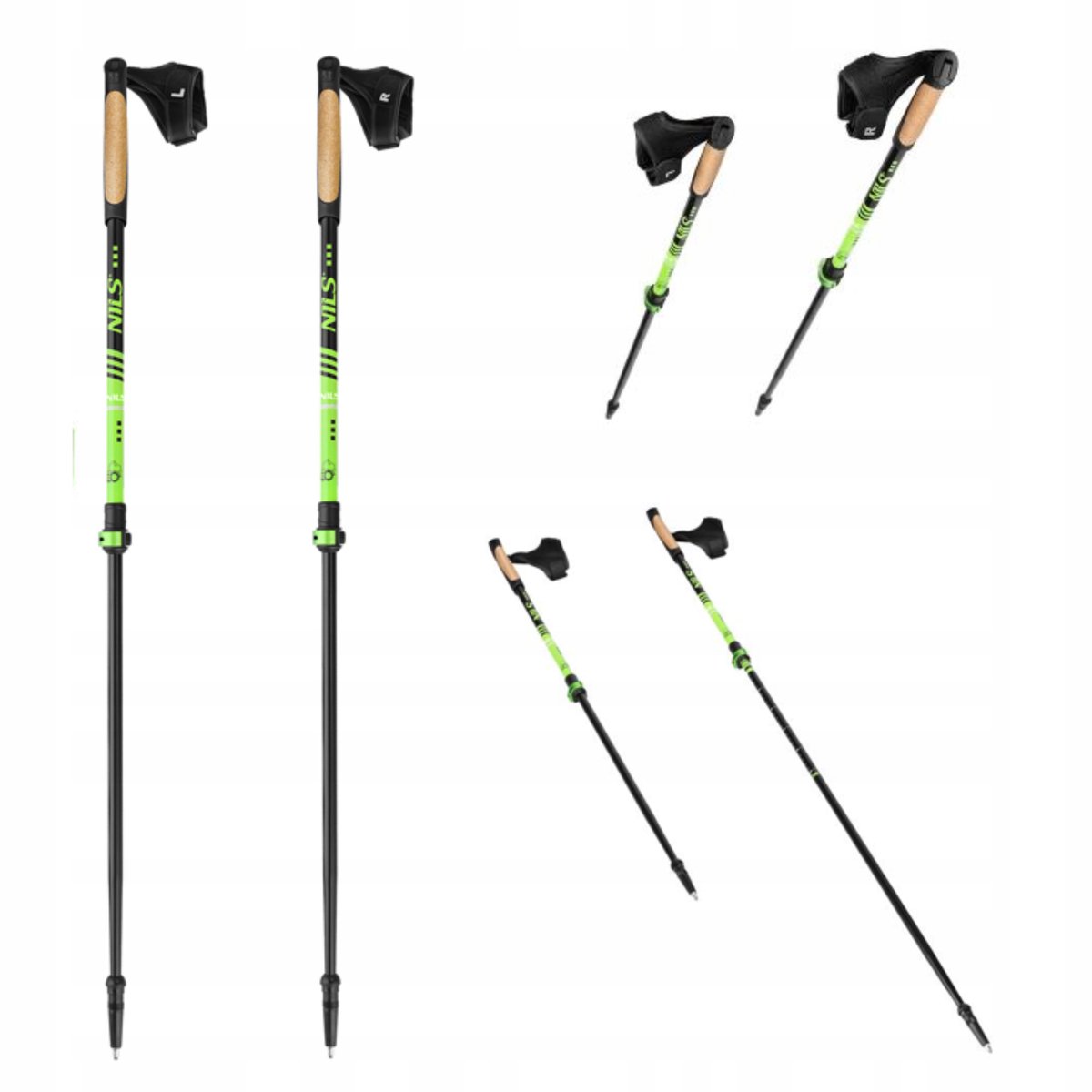 Verstelbare Nordic Walking Stokken Groen - Lichtgewicht Aluminium