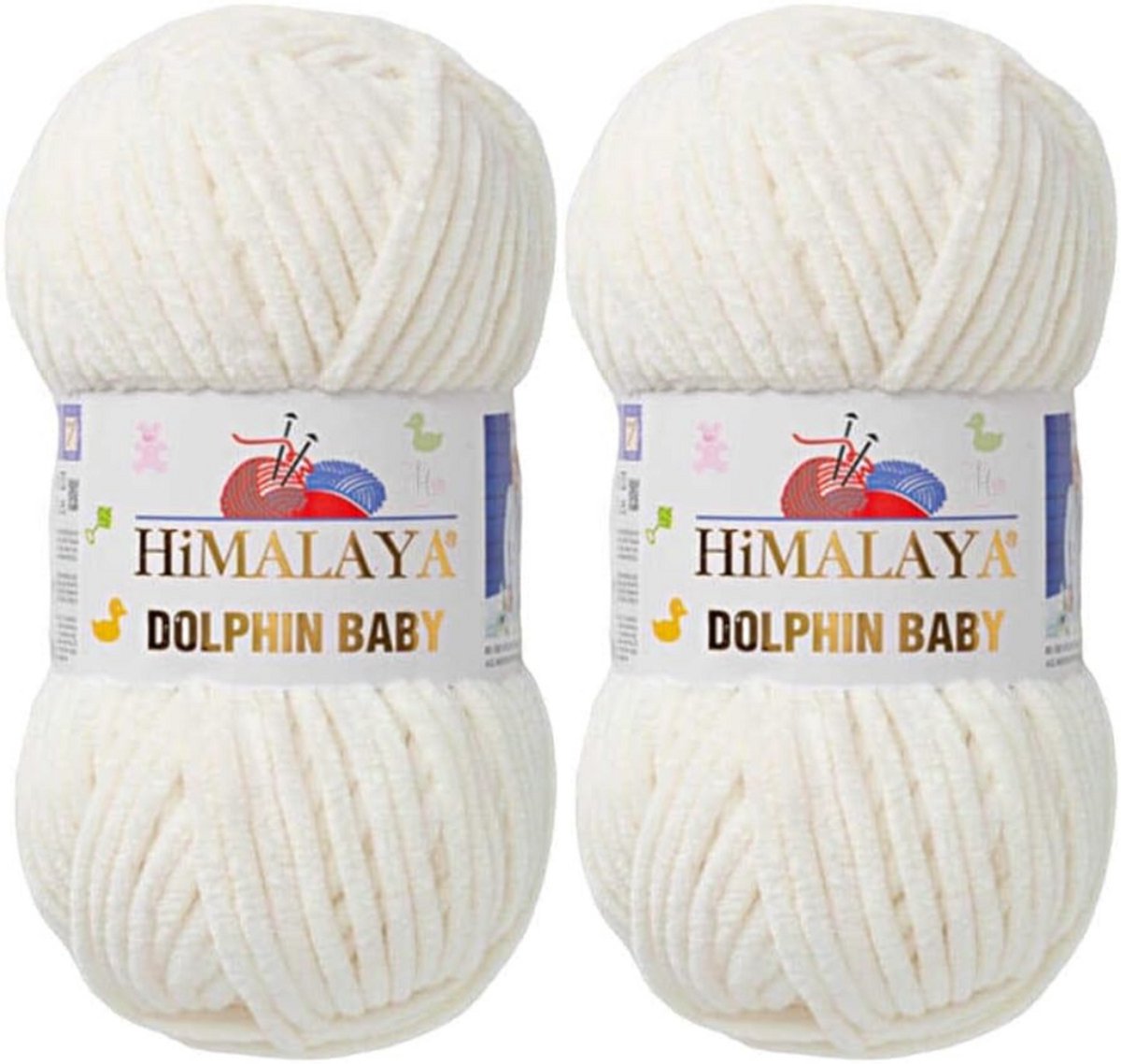 Himalaya Dolphin Baby -(2 stuks)-80308 Creme - Dolfijn Breien Gehaakte Garen 100g - Super Zachte Omvangrijk Dikke Pluche Fluwelen Bella Chenille Wol Kind Deken Amigurumi