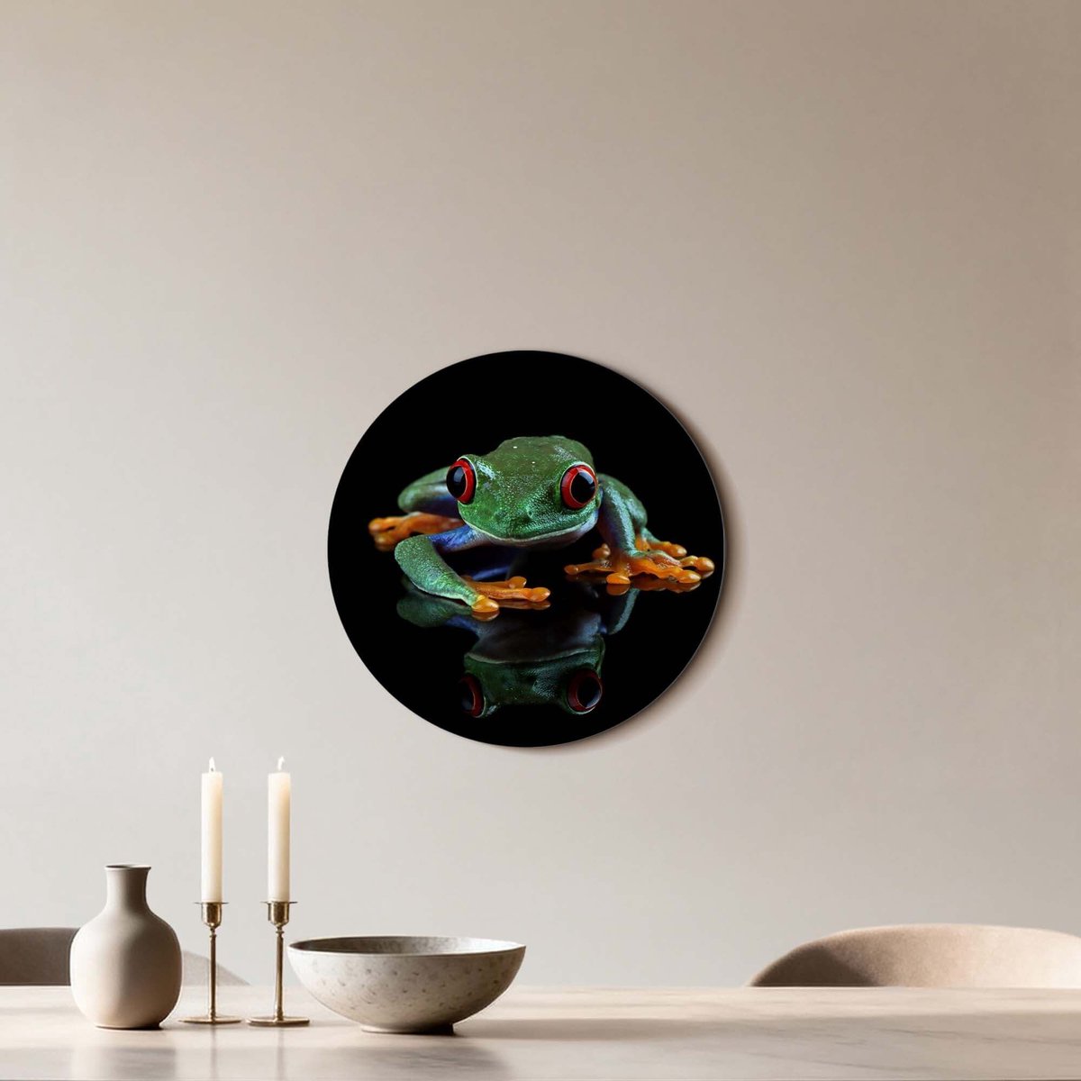 KitchenArt - Crimson Eyes - Muurcirkel Binnen - ø 40 cm - Wandcirkel - Mét Ophangsysteem - Wanddecoratie - Muurdecoratie