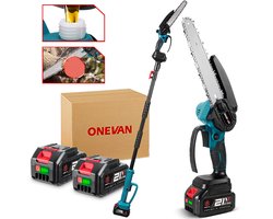 ONEVAN Accu Telescopische Kettingzaag – 8 Inch Elektrische Kettingzagen – Borstelloze Motor – Met 2 Accus – Telescopisch Snoeien Bundel – voor boomtakken, houtzagen