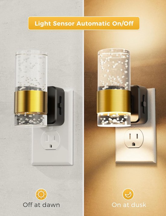 LED Nachtlamp Set - Inbouw Dimbaar Nachtlicht - Acrylaat Wandlamp 0-100 Lumen - 3000K Dagtotdonker Sensor - Voor Badkamer en Gang - Energiezuinige Nachtverlichting - Voor Gezinnen en Huishoudens - Nachtlamp - Wit - 2 Stuks van MaxxHome — afbeelding 5