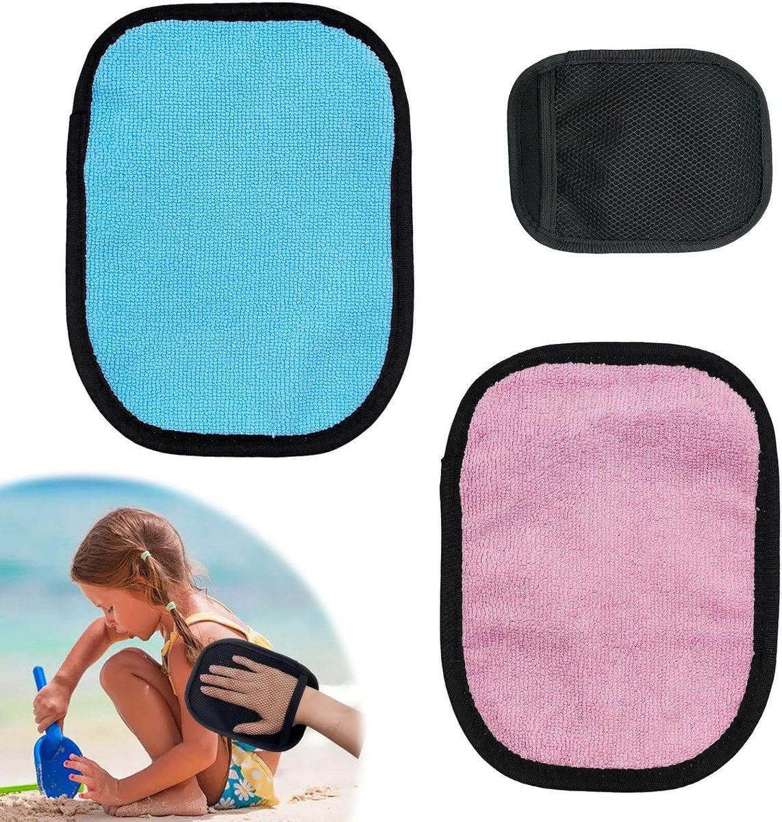 2-pack strandzandreinigingshandschoenen - Strandzandverwijderaar - Lichaamszandverwijderingshulpmiddel - Geschikt Voor het reinigen van zand - zanddoekhandschoenen - zandveegwanten