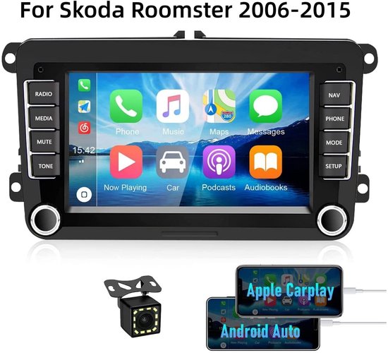 7inch Android 13 Auto Stereo for Skoda Roomster 2006-2015 (Typ 5J) | 2+32G GPS Navigatie, PQ35 Platform, Draadloos CarPlay & Achteruitrijcamera