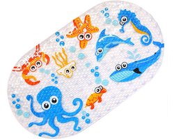 Badmat Anti Slip - Kinderen - Zeedieren - 70x40 cm - Voor Bad en Douche - met Zuignappen