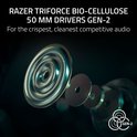 Close-up van Razer TriForce Bio-cellulose 50 mm drivers Gen-2.