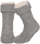 Apollo Huissloffen - dames - schapenwol - slofsokken - grijs - fleece gevoerd 35-38