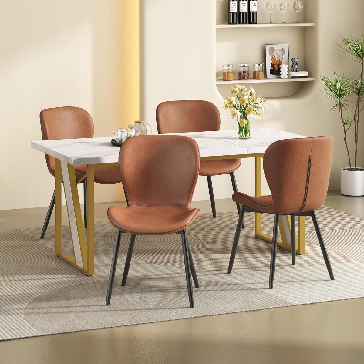 Luxe Eetkamerset Verona – Eettafel - 160x80x75 cm - Wit - Novihome