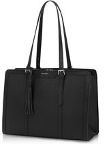 TAN.TOMI Dames Handtassen - Dames Tas Shopper met rits - Werktas - 15.6 inch Laptoptas - Schoudertas - Schooltas - Geschikt voor A4 - Zwart