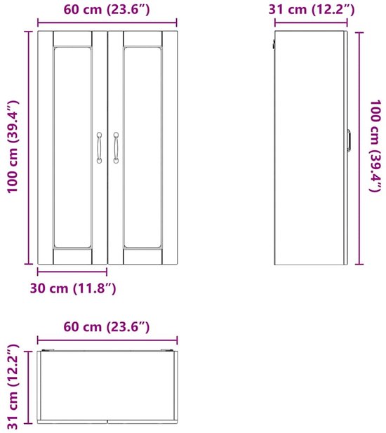 Keukenkast | Wandkast | Muurkast | Opbergkast Aan De Muur Met Plank Gerookt Eiken 60 X 31 X 40 Cm