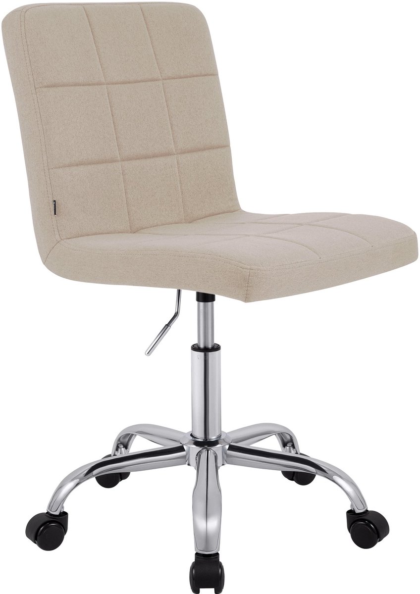 CLP Darfield Werkkruk - op wielen - met rugleuning - ergonomisch - verrijdbaar - in hoogte verstelbaar - kruk - stof - creme - CLP - €54,90