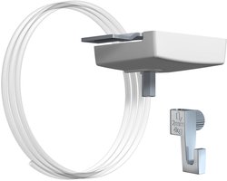 Artiteq Systeemplafond Cliphanger Set – Wit – Transparant Perlon Draad 200 cm – 4 kg Haak – Ophangset voor lichte wanddecoraties – Bevestiging aan rand systeemplafond