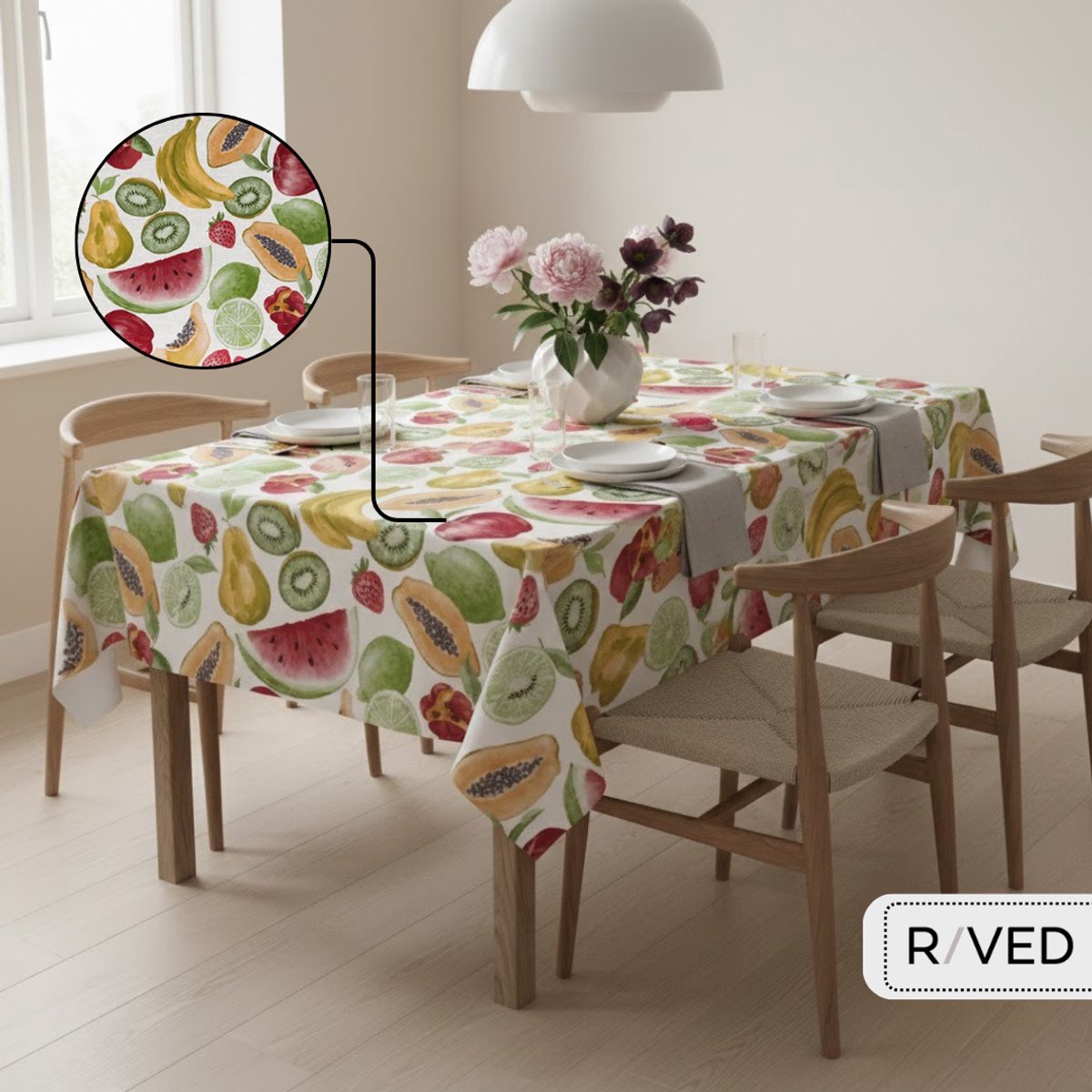 Raved Tafelzeil 140 cm × 250 cm – Watermeloen-dessin – Rood PVC Afwasbaar
