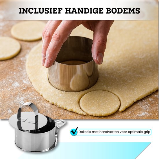 8 Cercles à Pâtisserie En Acier Inoxydable 8cm - Emporte-Pièces Avec Couvercle