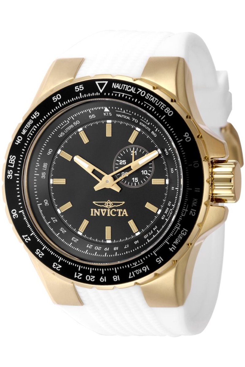 Invicta Aviator 49734 Heren Horloge - Waterdicht - Analoog - Quartz Uurwerk - Roestvrij Staal met zwarte Wijzerplaat - 50mm