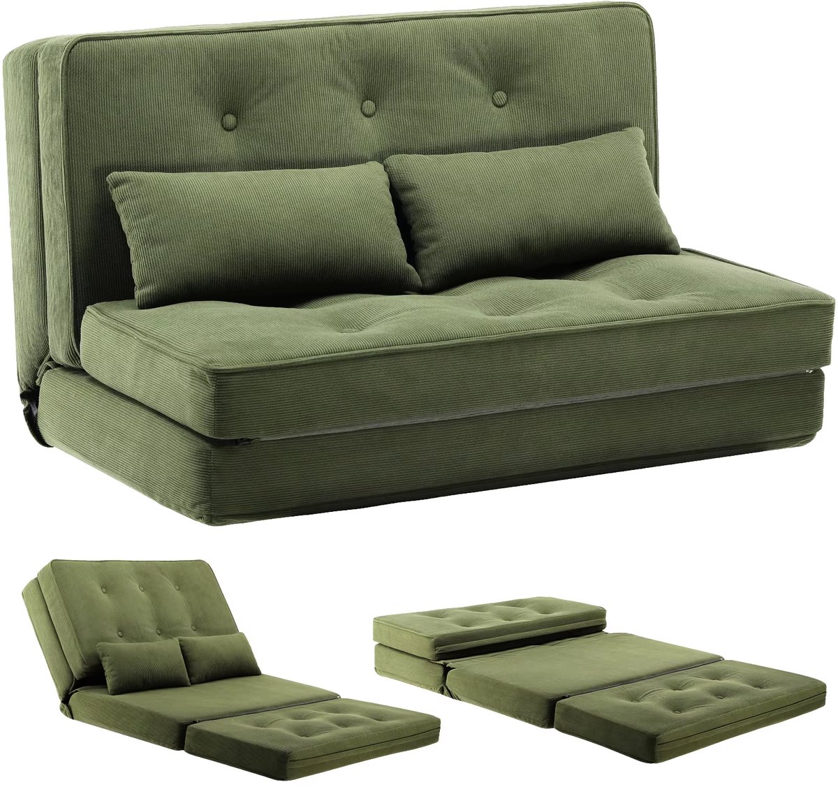 Slaapstoel - Uitklapbaar - Slaapbank - Logeerbed - Zetelbed - Slaapfauteuil - Vouwbed - 1 persoons - Zeer comfortabel - Groen