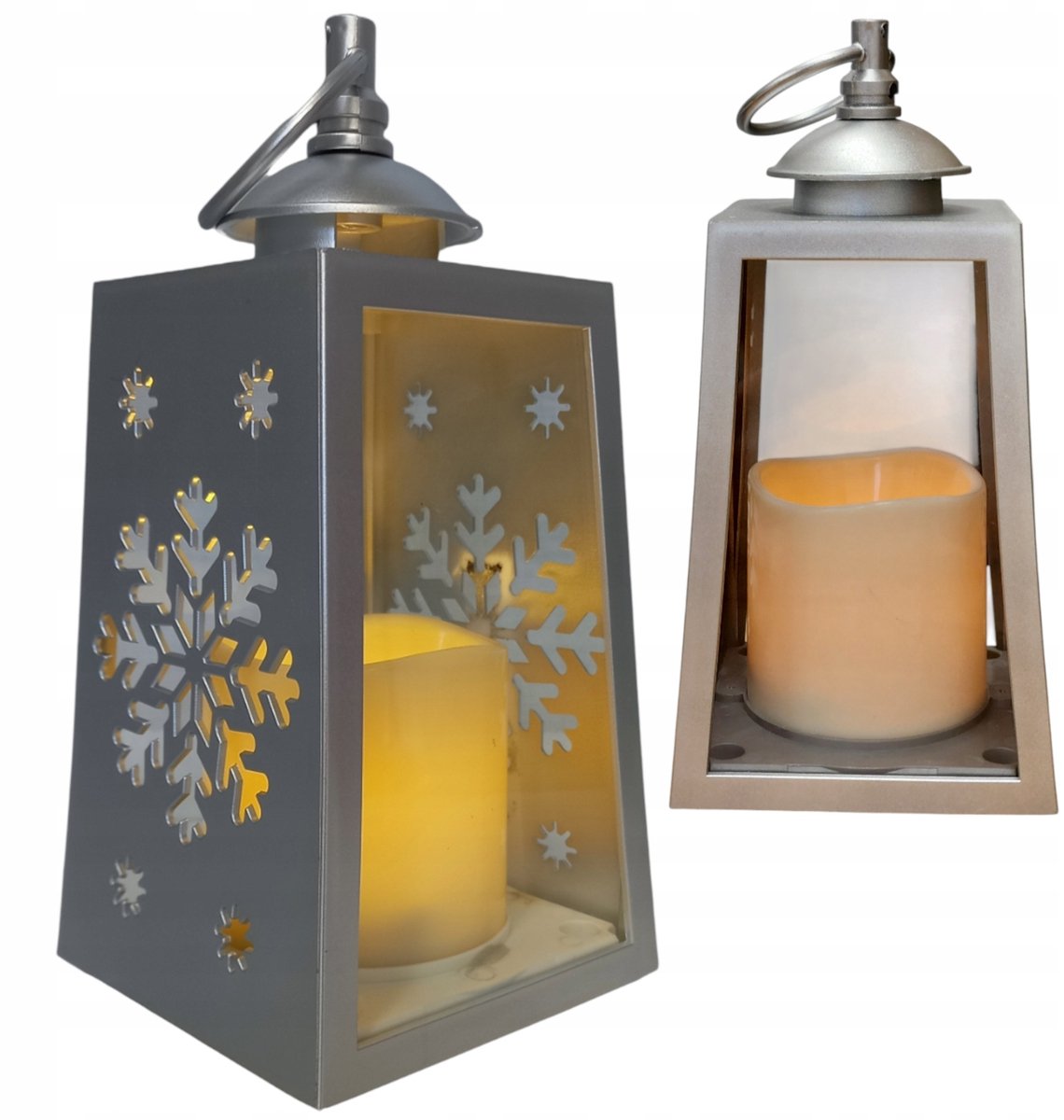 Decoratieve LED Lantaarn met Kaars - Zilver