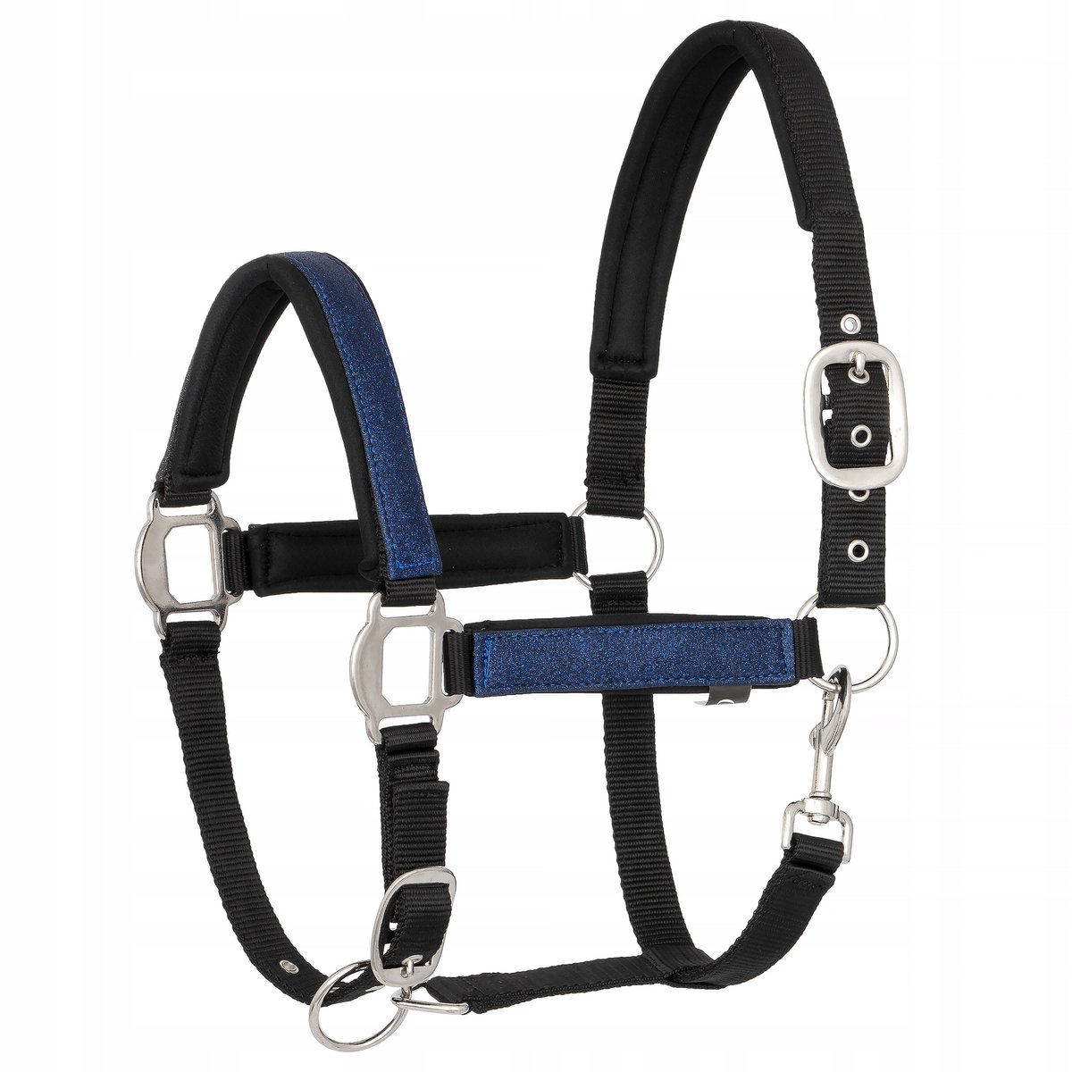 Kantar voor Pony's START NeopreneGlitter2tone Zwart/Marineblauw