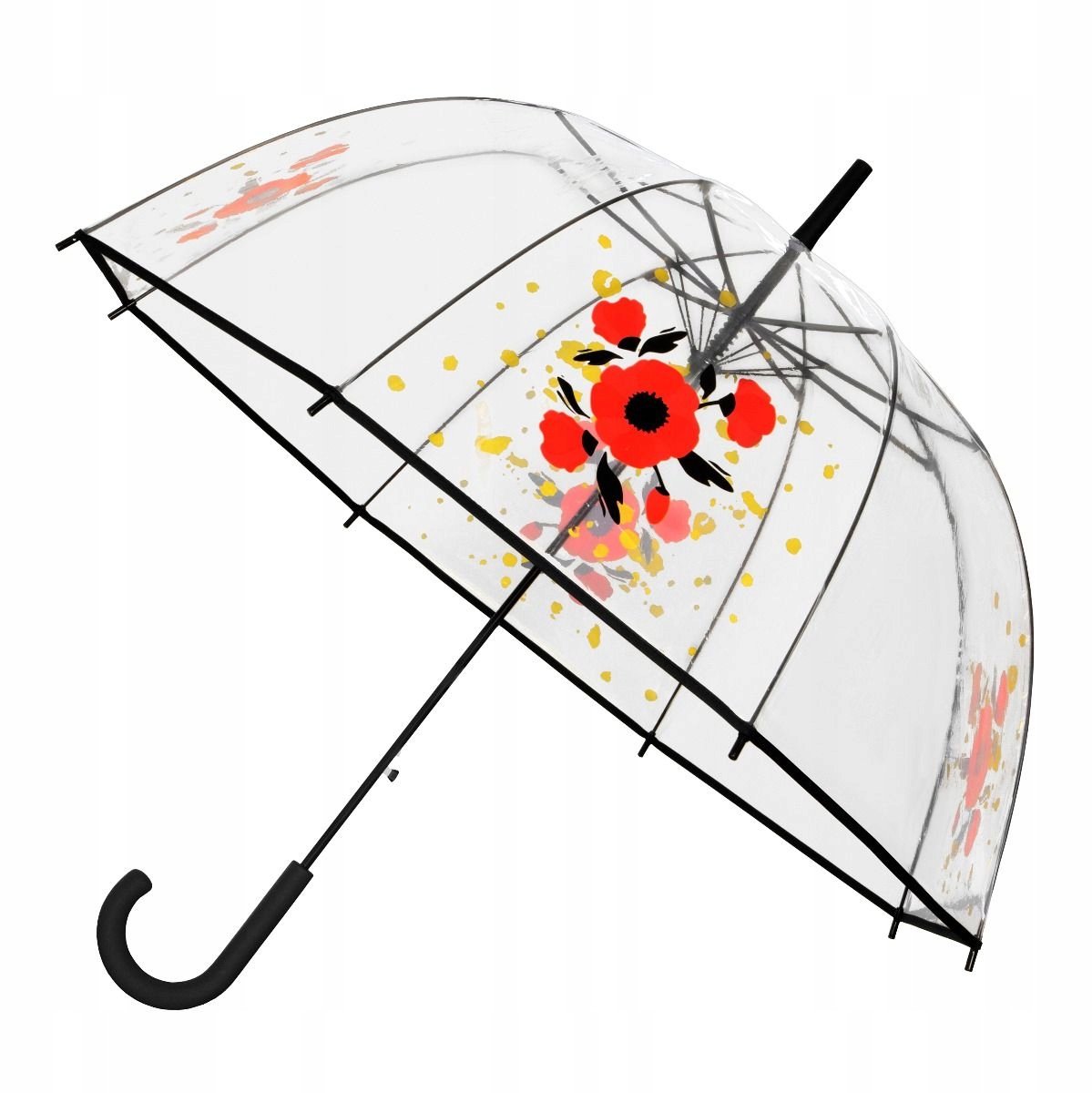 Impliva Transparante Dame Paraplu met Bloemendessin - Automatisch