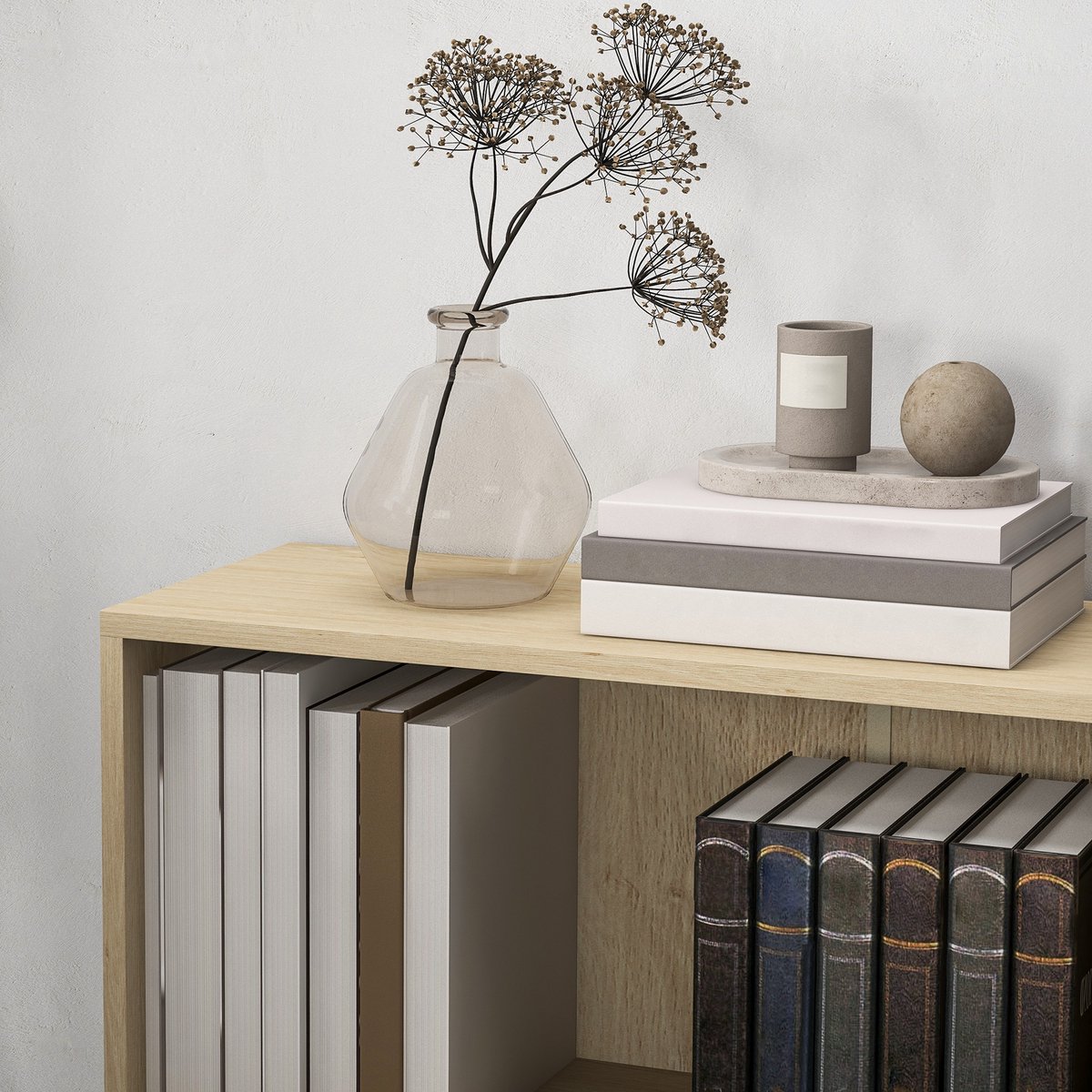 HOMCOM Boekenplank - Spaanplaat - 60x24x63cm - Natuurlijk Hout
