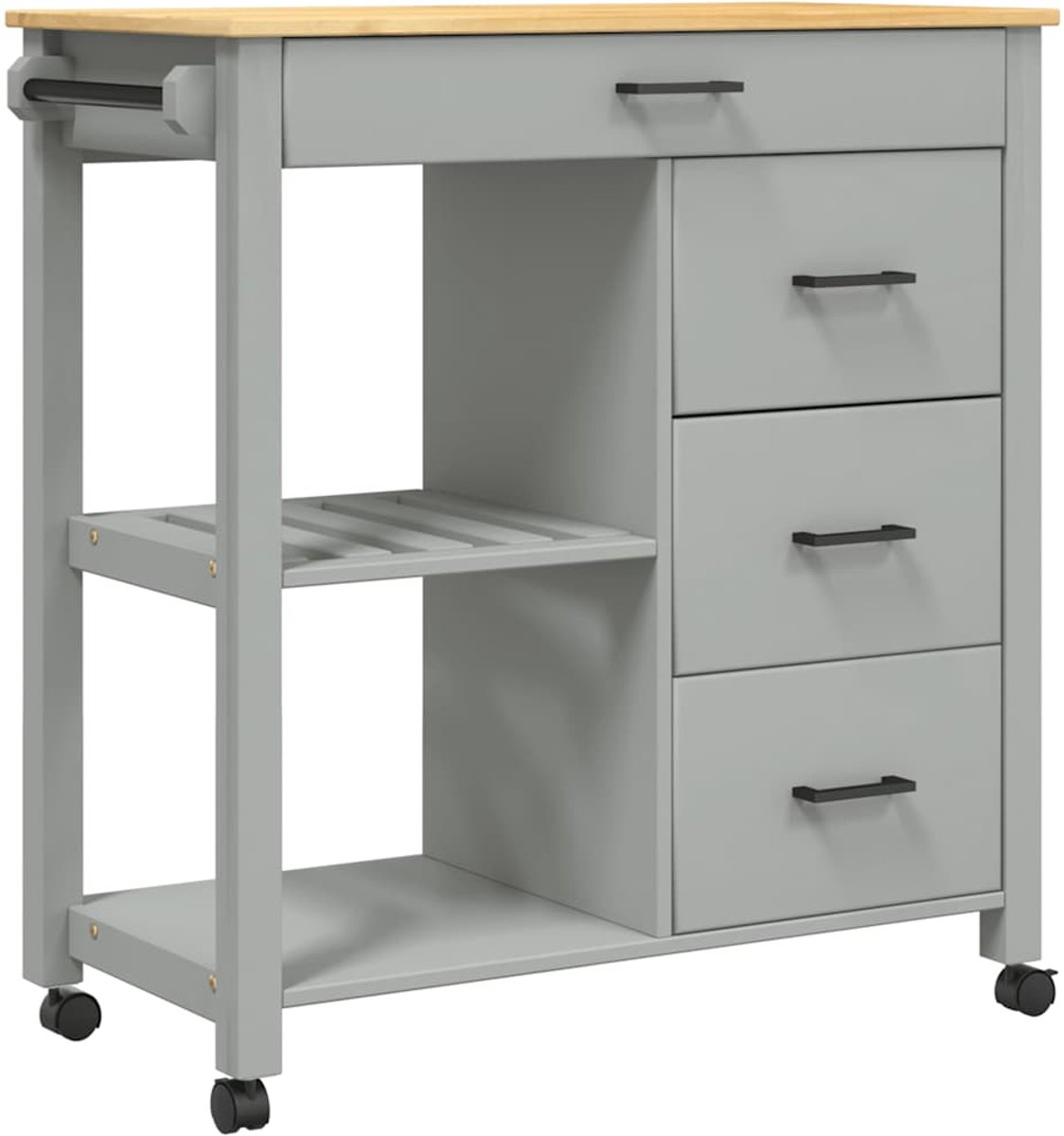 vidaXL - Keukentrolley - MONZA - 84x40x88,5 - cm - massief - grenenhout
