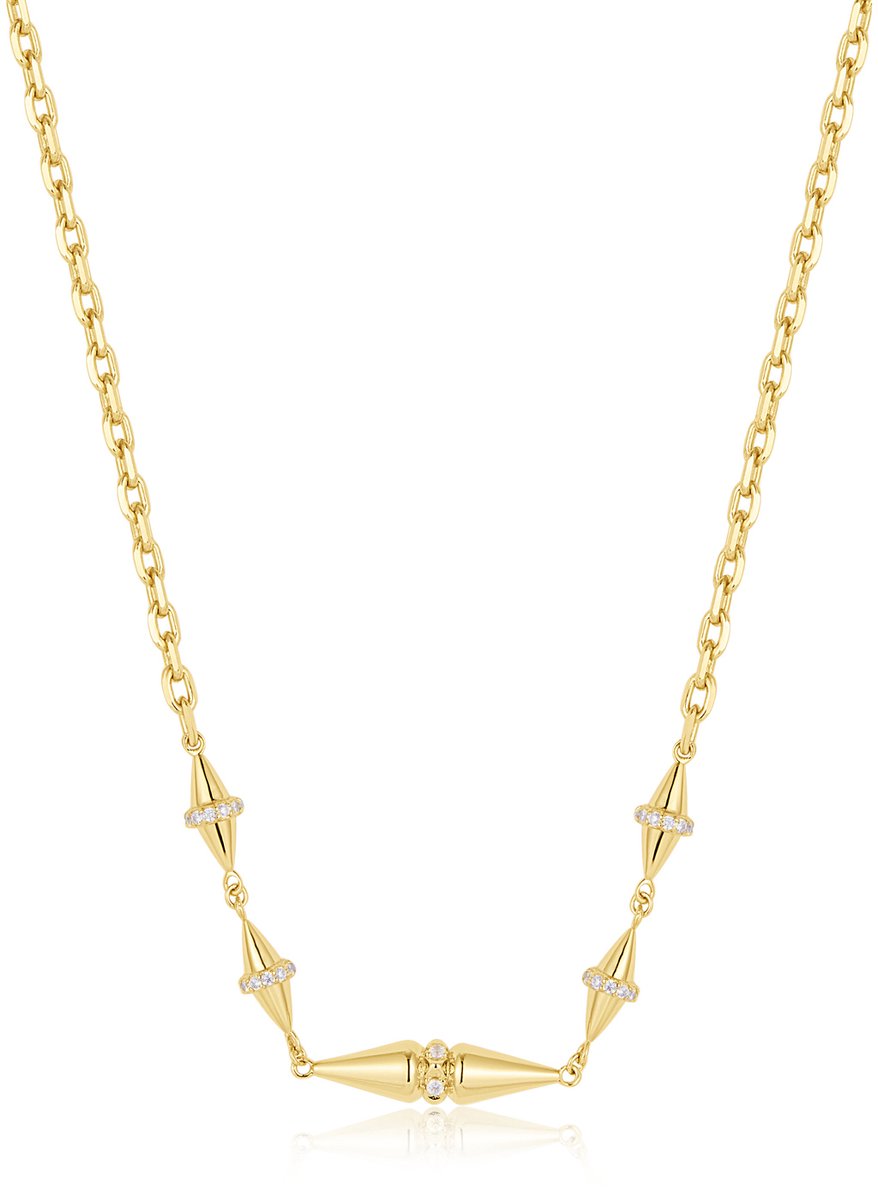 Ania Haie AH N053-04G Polished Punk Dames Ketting - Collier - Sieraad - Schakelketting - Zilver - Goudkleurig - 925 Zilver - Anker - 20 mm breed