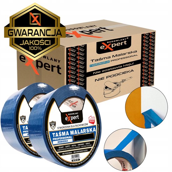 4 rollen schilderskape, 50 mx 24 mm, crêpeband, blauw