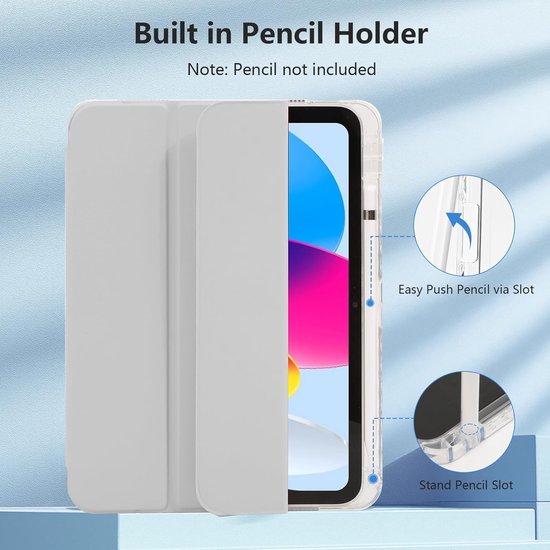 JETech Beschermhoes voor iPad (A16) 11e/10e generatie (2025/2022) met penhouder, dunne beschermhoes met zachte TPU-achterkant, met automatische slaap-/wekfunctie (roségoud