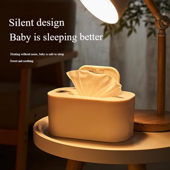 Babydoekjes verwarmer - Vochtige Doekjes Verwarmer - Billendoekjesdoos - 3 Warmtestanden & snel verwamer - Nachtlampfunctie - Kinderslot - Wit — afbeelding 2