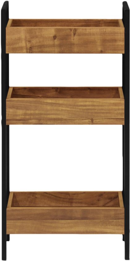 Étagère de rangement 3 niveaux look bois Mango PB plank avec cadre métallique noir étagère multifonctionnelle salon chambre livres plants décoration 40x16x78 cm
