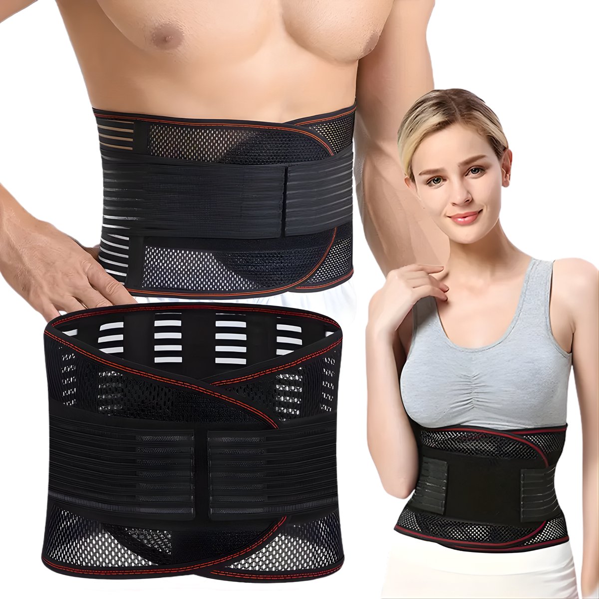 Rugbrace - Onderrug - Maat XXL - Rugband met Baleinen - Rug Brace voor Lage Rugpijn - Rug Corrector voor Houding Correctie - Rug bandage Ondersteuning Band - Geschikt voor Mannen en Vrouwen - voor Werk, Sport & Dagelijks Gebruik