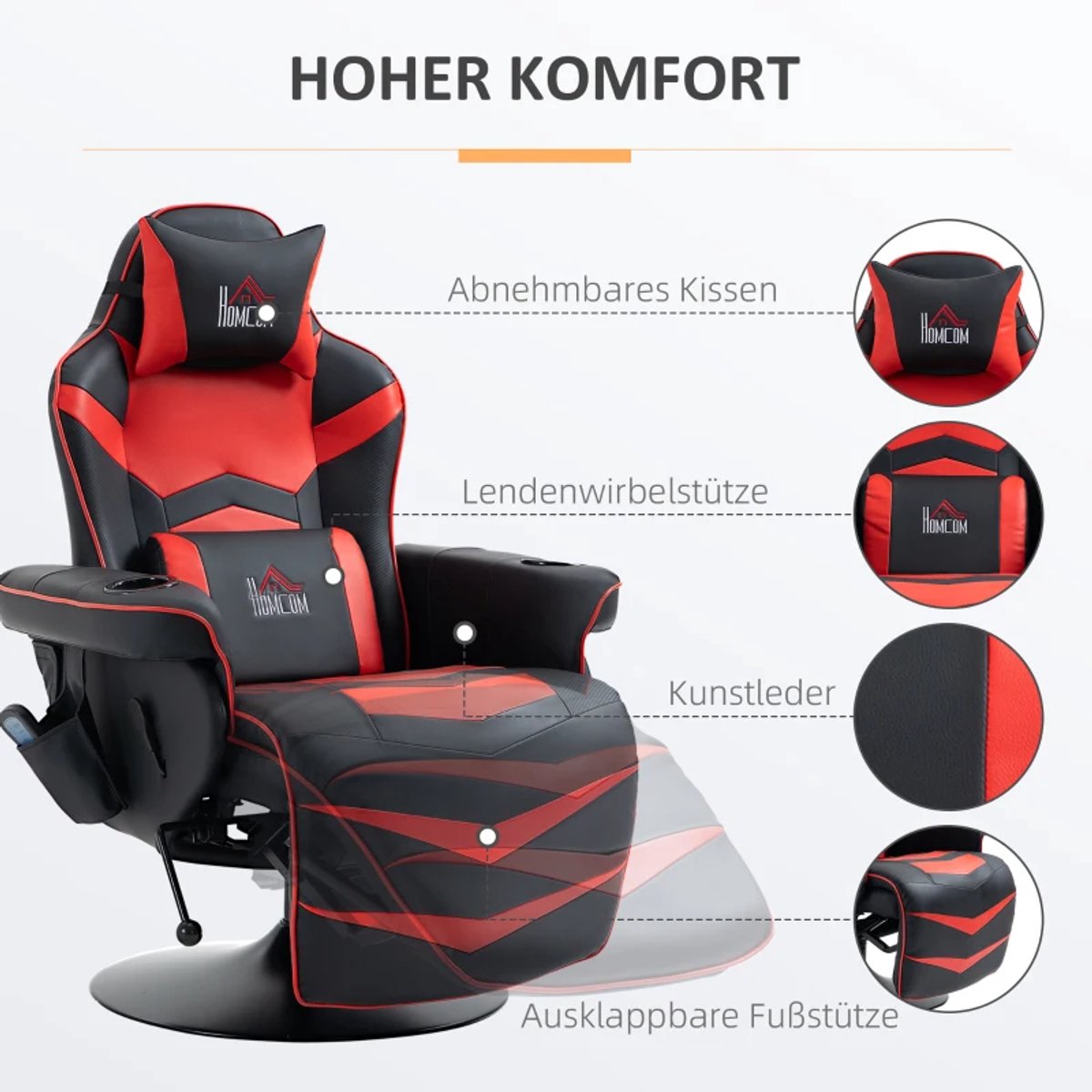 Exoluxe Elektrische Massagestoel met Afstandsbediening - Rood - afbeelding 2