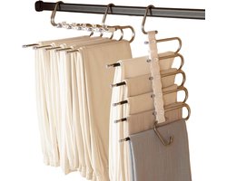 Made of 3 Hangers - Space Saving - Black - 5 Levels - Non-Slip - Magic Trousers Hangers - Stainless Steel with Fixed Hooks - Trouser Hangers voor Kledingorganisatie