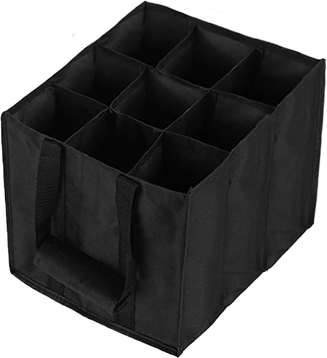 Allecto Plus - Flessentas met 6 vakken voor wijnopslag en draagtas - Zwart (27 x 27 x 27 cm)