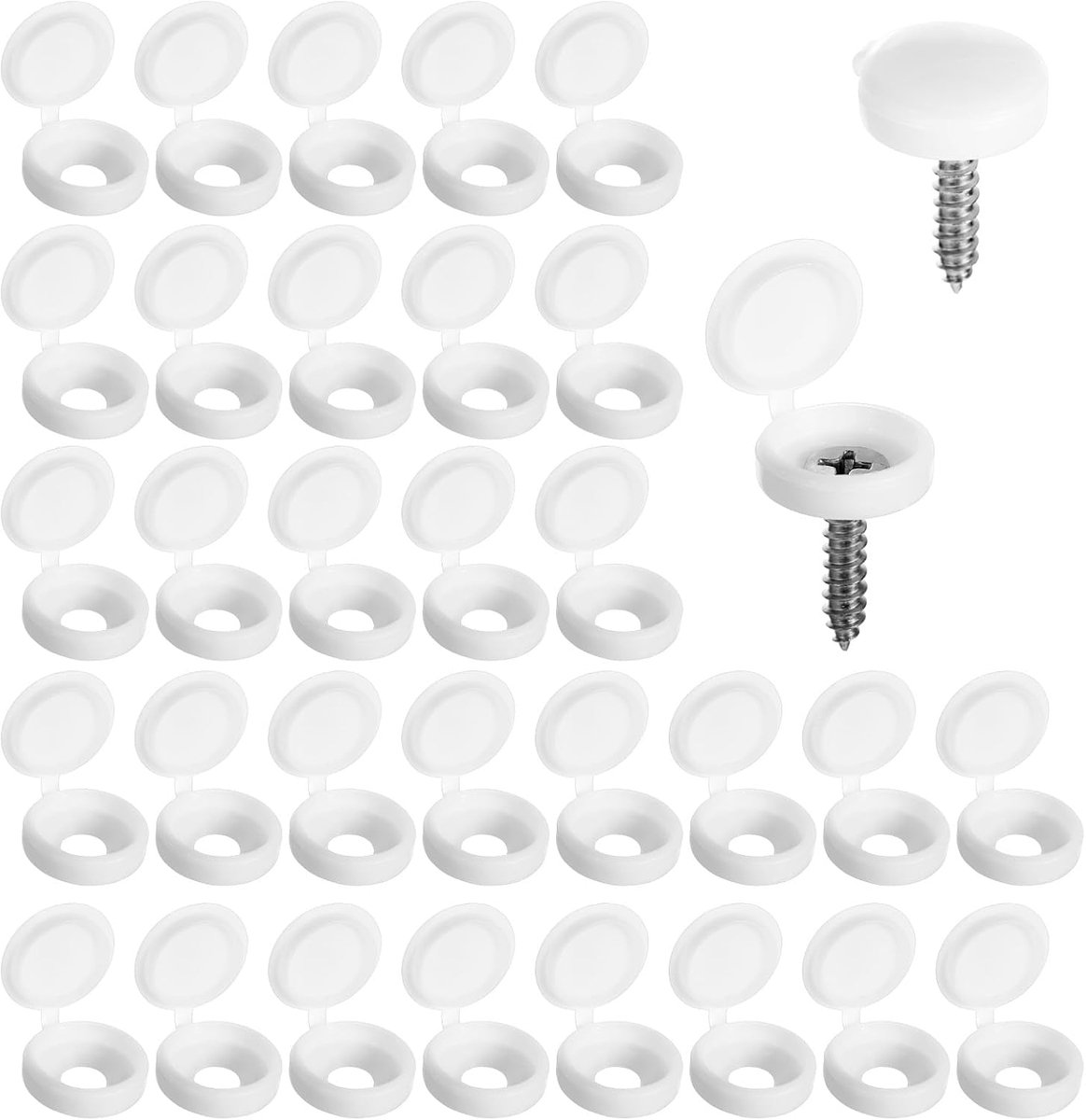 Pack of 100 - Witte Plastic - Schroefdop Caps voor Schroefkop Bedekking