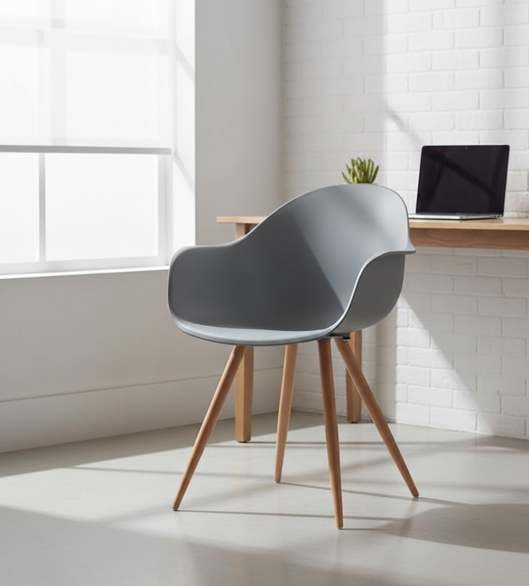Eetkamerstoel Nova Parma – Comfortabele - 58x54x85 cm - Grijs - – Comfortabele Design Kuipstoel Armleuningen - Medahomestore