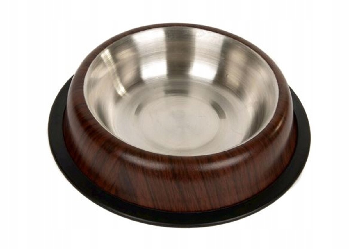 Chico Metalen Voerbak 0,71L - Houtmotief, Antislip