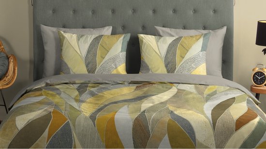 Good Morning dekbedovertrek abstracte bladeren - Lits jumeaux 240x200/220 cm - Grijs - 100% Katoen renforc� van Good Morning — afbeelding 5