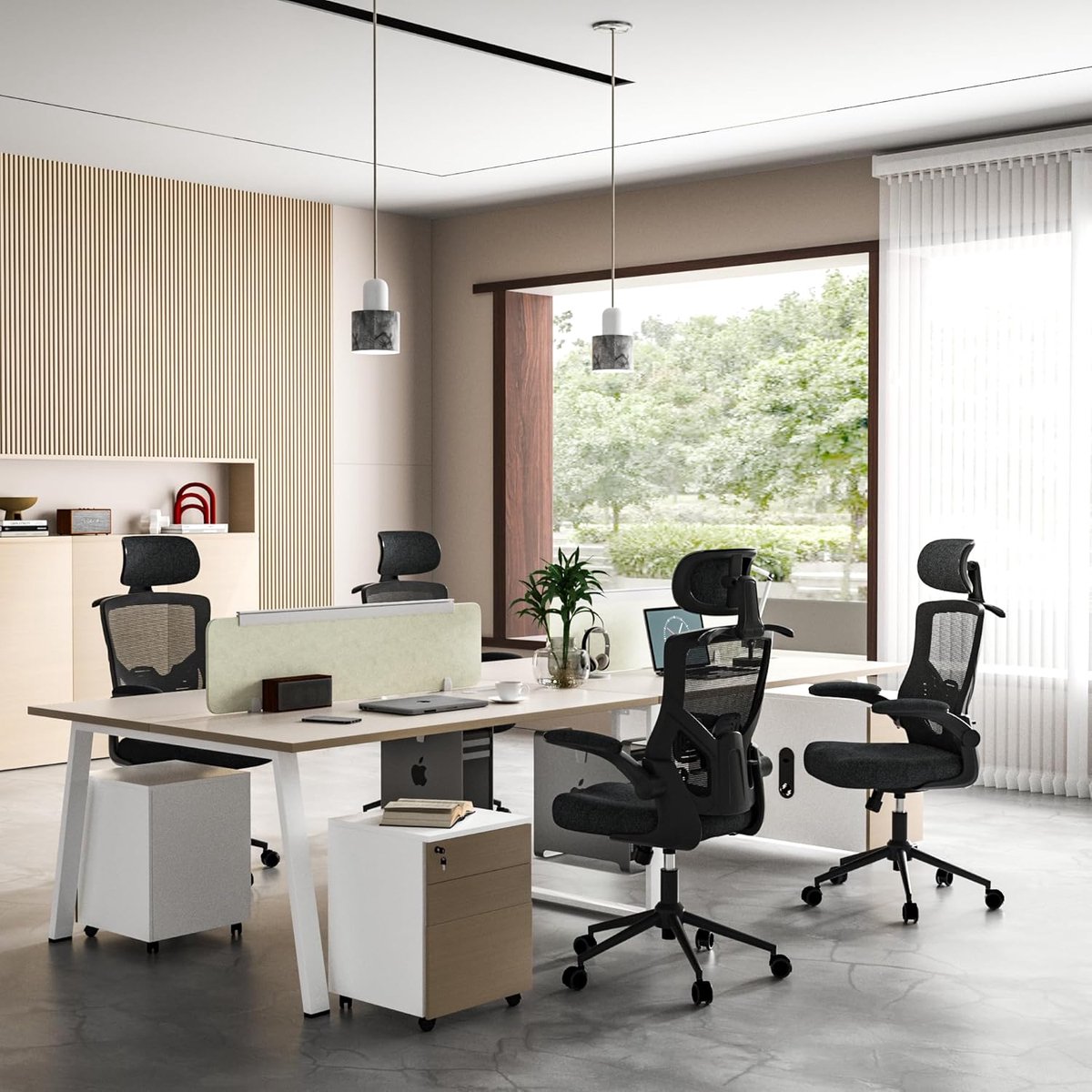 Ergonomische Bureaustoel met Verstelbare Hoofdsteun - Zwart - Hoofdsteun Lendensteun – Hoge Rug - Medahomestore